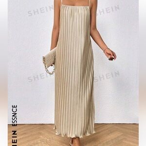 shein cream long flowy dress